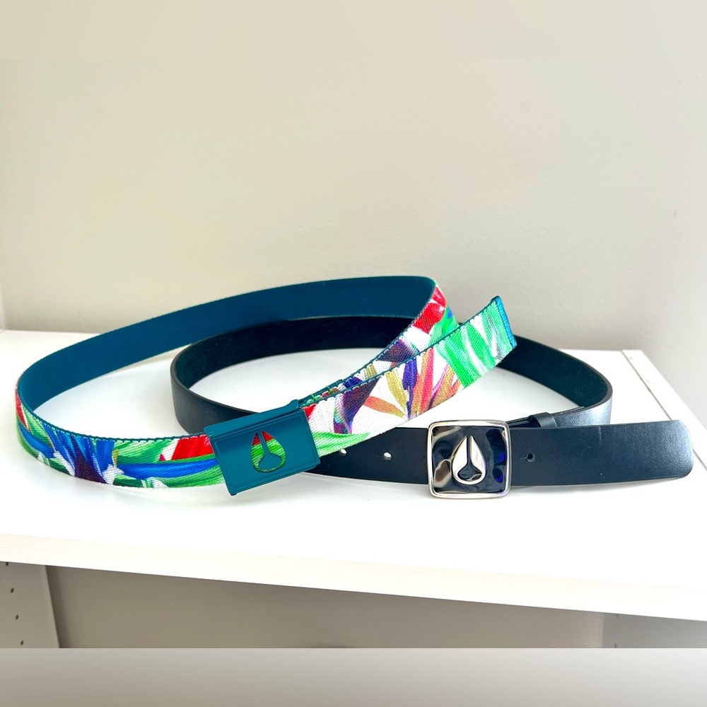 Nixon Belts! 2 for 1! 1 black leather & 1 fun design terry!